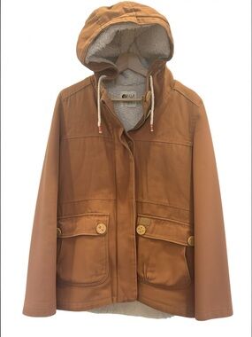 🤎 Billabong Sherpa-Lined Hooded Canvas Jacket - Woman S